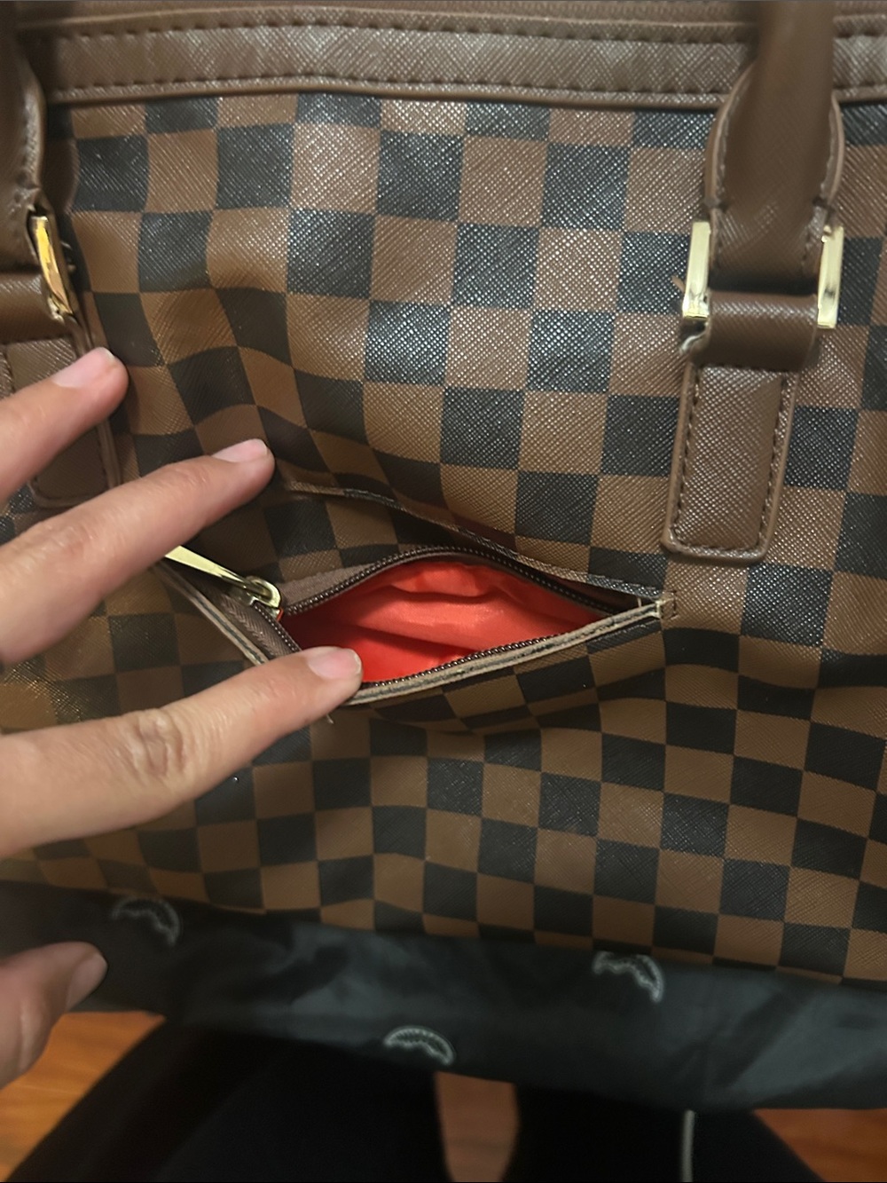 Brown Checkered Sprayground Tote - Picture 6 of 12